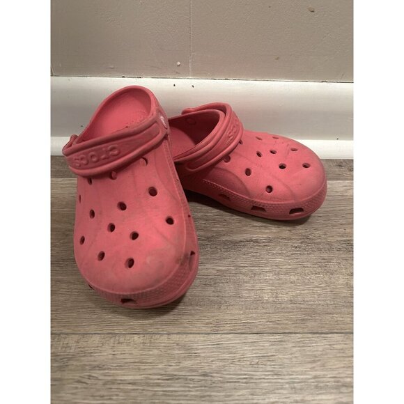 Pink Crocs Kids Classic Clog Shoes Size J2 - Picture 1 of 4